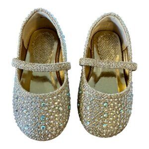 Adorable Infant Gold Sparkle Mary Jane Flats,Size 4